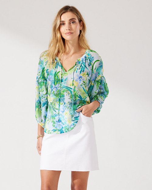 Agua Amara Seaside Blooms -Sleeve Top