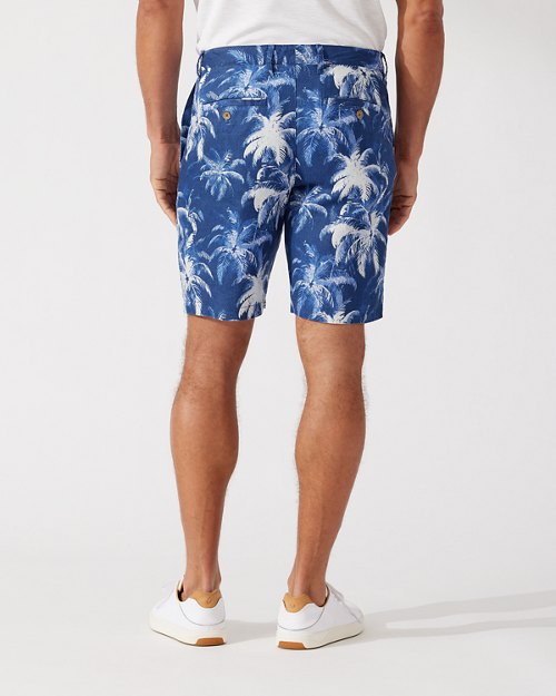 Palm Frenzy Flat-Front 10-Inch Linen Shorts