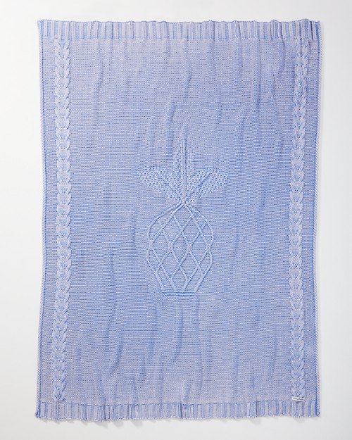 Pineapple Cable-Knit Stonewashed Cotton Throw