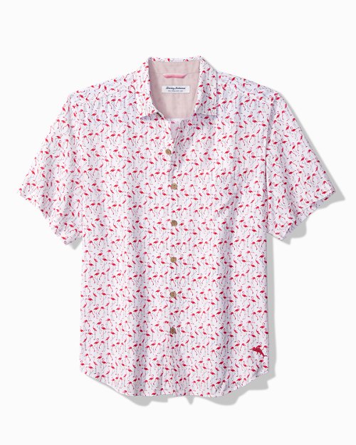 Big and Tall Veracruz Cay Flamingo Geo Camp Shirt