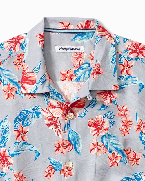 Big and Tall Cape Hibiscus Silk Camp Shirt