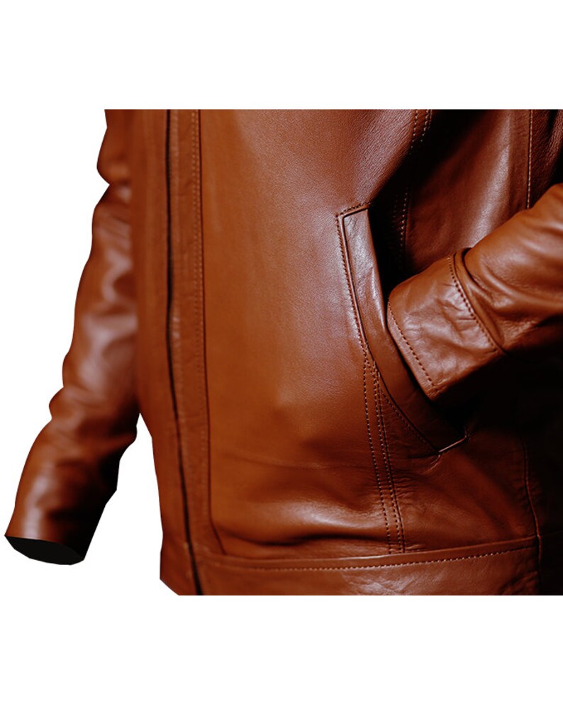 Brown Leather Cafe Racer Jacket With Panel Stitching Mens Brown Leather Motorcycle Jacket Brown Leather Jacket Biker Brown Motorcycle Jacket