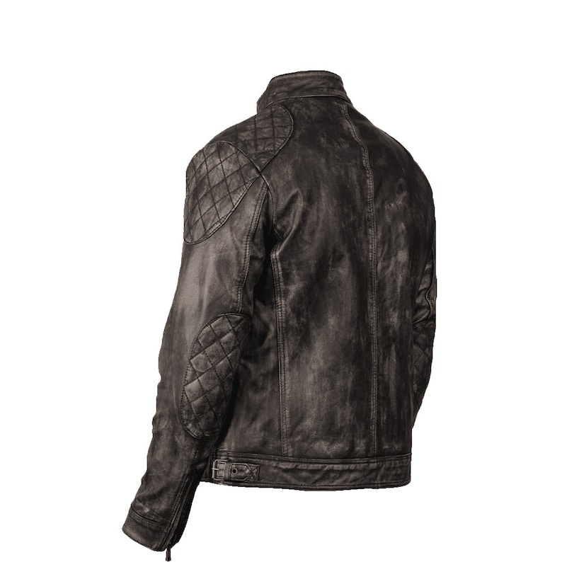 Distressed Black Leather Riding Jacket Mens with Snap Button And Zipper Closure Black Leather Motorcycle Jacket Mens Black Biker Jacket