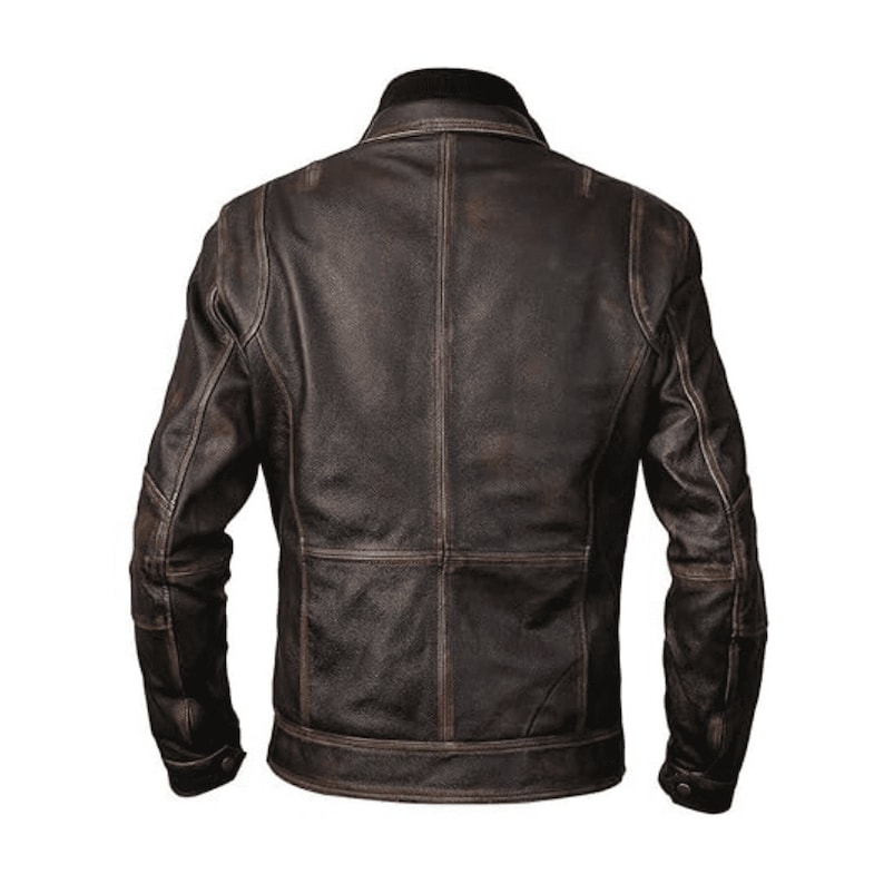 Distressed Black Leather Moto Jacket Mens With Quilted Shoulders And Multiple Pockets Black Leather Motorcycle Jacket Men Black Biker Jacket