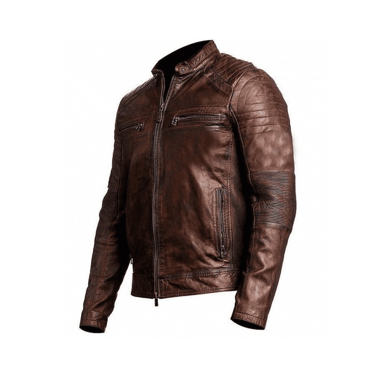 Brown Leather Biker Jacket Leather Moto Jacket  Motorcycle Jackets For Men Leather Biker Jacket Mens Motorcycle Leather Jacket Mens