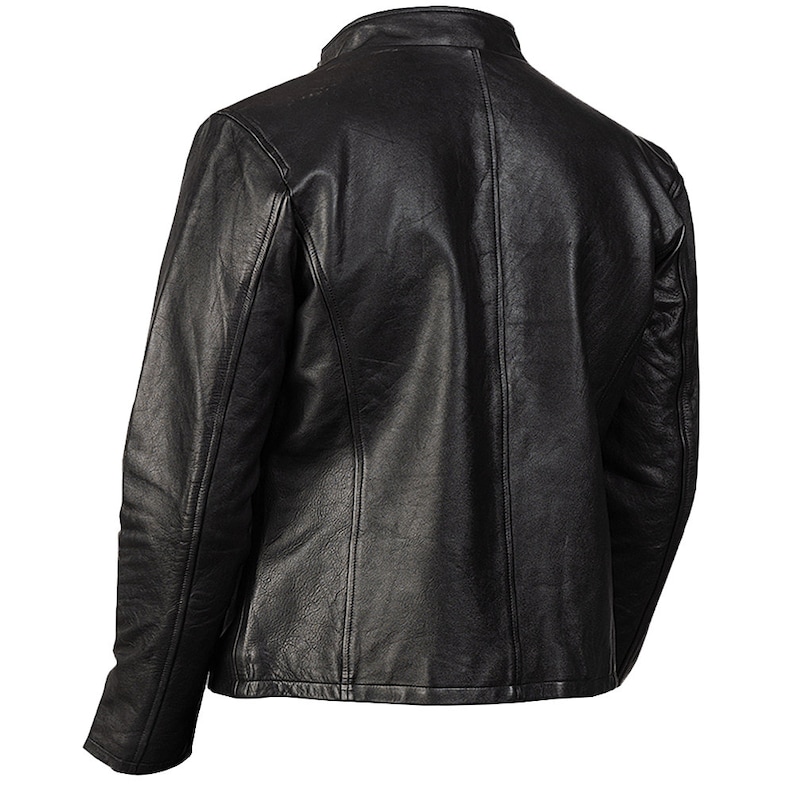 Motorcycle Leather Jacket Black With Two Welt Pockets Mens Leather Cafe Racer Jacket Black Leather Riding Jacket Black Biker Leather Jacket