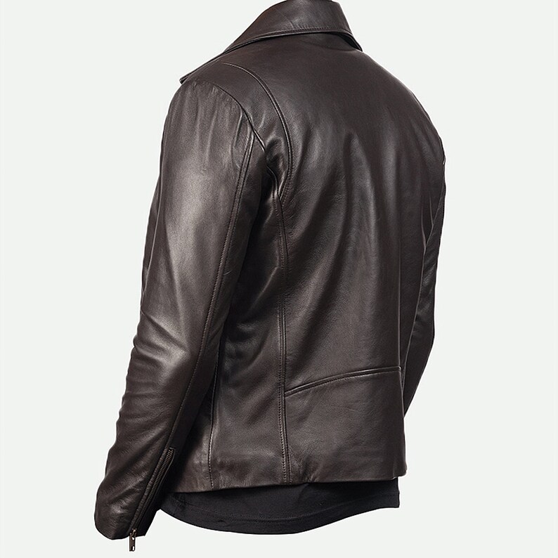 Brown Leather Riding Jacket With Lapel Collar Biker Leather Jacket Brown Double Rider Leather Jacket Mens Brown Leather Motorcycle Jacket