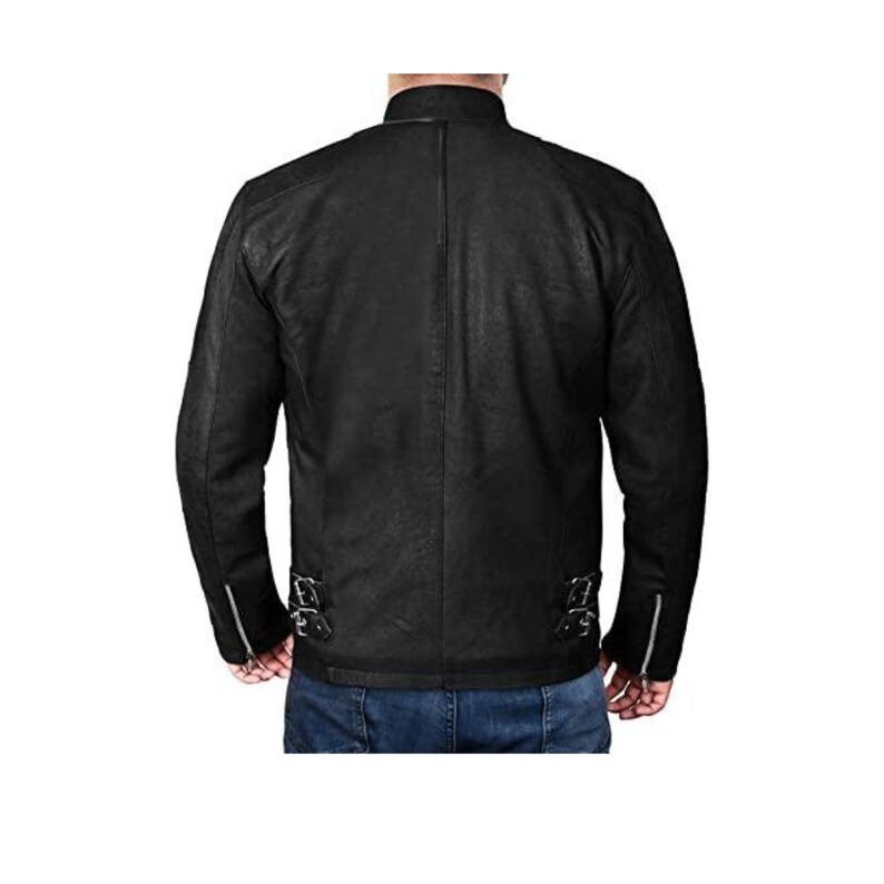 Black Biker Leather Jacket Mens With Suede Finish Black Leather Motorcycle Jacket Men Suede Leather Biker Jacket Black Cafe Racer Jacket Men