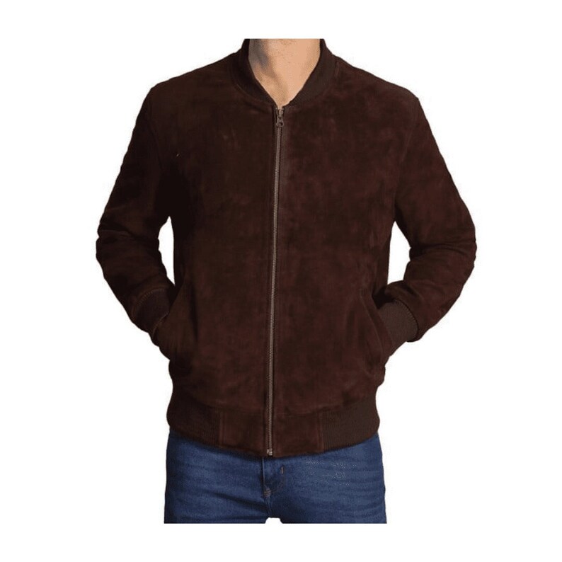 Dark Brown Suede Biker Jacket Mens With Side Pockets Mens Biker Suede Jacket Cafe Racer Jacket Mens Brown Motorcycle Jacket Men Biker Jacket