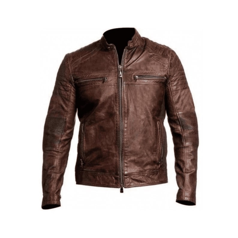 Brown Leather Biker Jacket Leather Moto Jacket  Motorcycle Jackets For Men Leather Biker Jacket Mens Motorcycle Leather Jacket Mens
