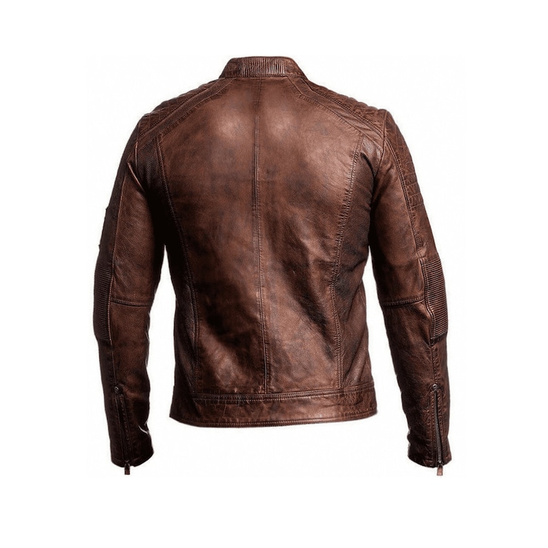 Brown Leather Biker Jacket Leather Moto Jacket  Motorcycle Jackets For Men Leather Biker Jacket Mens Motorcycle Leather Jacket Mens
