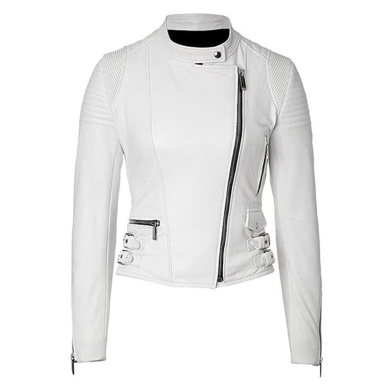 White Jacket Women Leather Biker Jacket Women Leather Moto Jacket Women Motorbike Jacket Womens Riding Jacket White Leather Jacket Womens