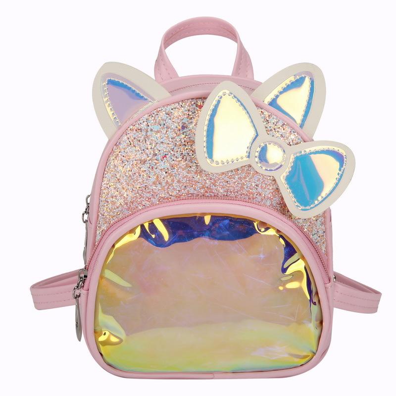 2020 WOMEN Girls Glitter Sequin Backpack Fashion Shiny PU Leather Schoolbag Small Shoulder Bag with Ears Bowknot female backpack