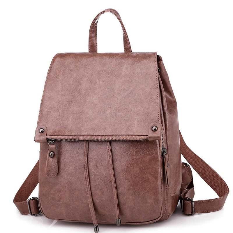 Retro kobiety plecak z miekkiej skory College Preppy dziewczyny szkolne torby dla studentow sznurkiem duza torba podrozy damskie plecaki XA256H