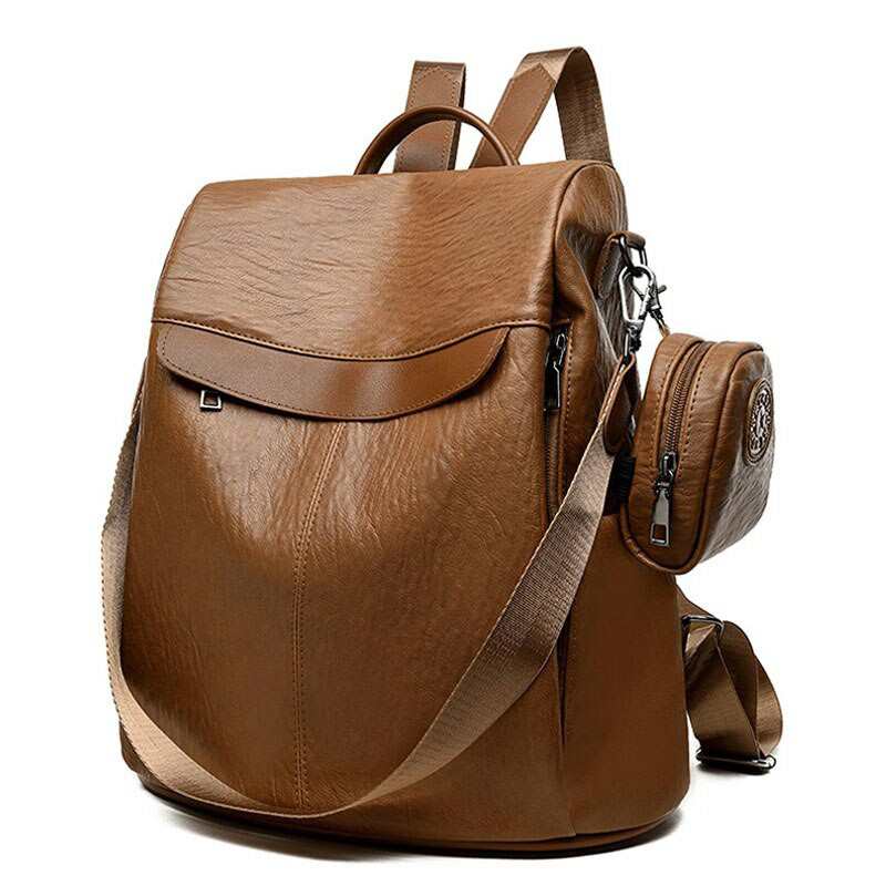 Brazowy kobiet plecak skorzane torby szkolne dla nastoletnich dziewczat dorywczo duzej pojemnosci wielofunkcyjny Retro plecak podrozny 2020 XA163H