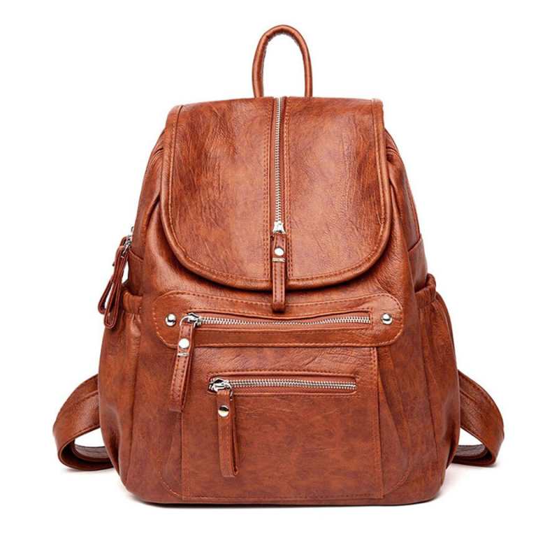 Plecak dla kobiet wysokiej jakosci miekkie skorzane modne plecaki szkolne kobiece kobiece torby na co dzien o duzej pojemnosci Vintage