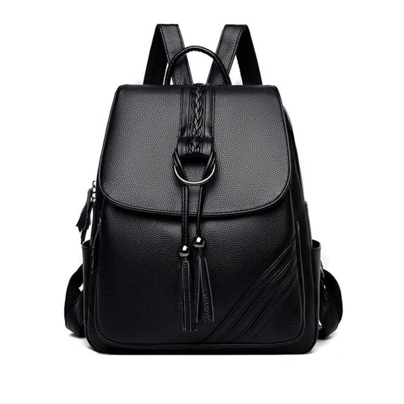 Luksusowy projektant damski plecak 2021 Design z fredzlami kobiety Student School Bags wysokiej jakosci PU skorzany damski plecak antykradziezowy