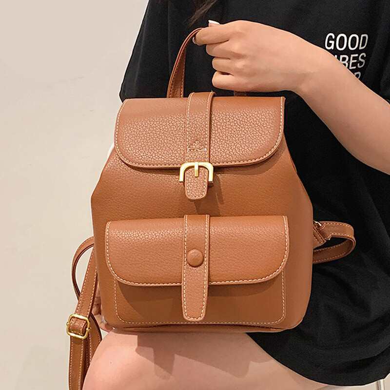 Moda damska plecak 2021 solidna studencka szkolna torba dla nastolatki dziewczyna skorzana mala przenosna plecak podrozny Mochila Mujer X412H
