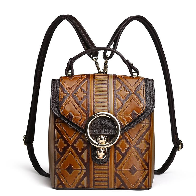 High Quality PVC Backpack National Embossed Female Tote Bag Hand Girls School Daypack Shoulder Messenger Cross body WOMEN Bags