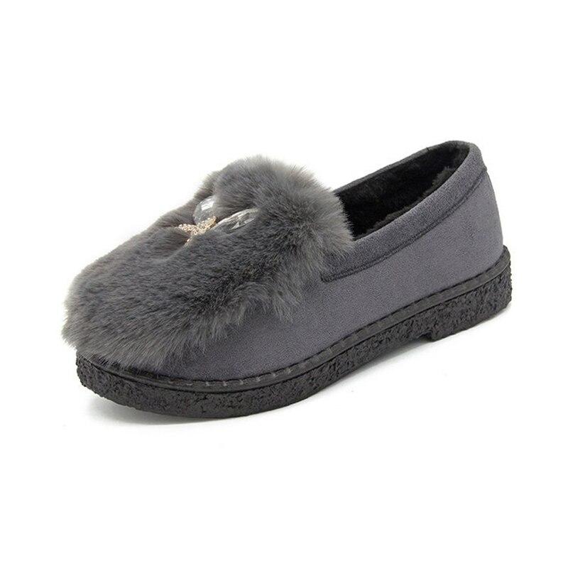 New Rabbit Fur Short Boots Women Warm Shoes Autumn And Winter Fur Shoes Exquisite Diamond Bow Decorative Women Boots NO.191