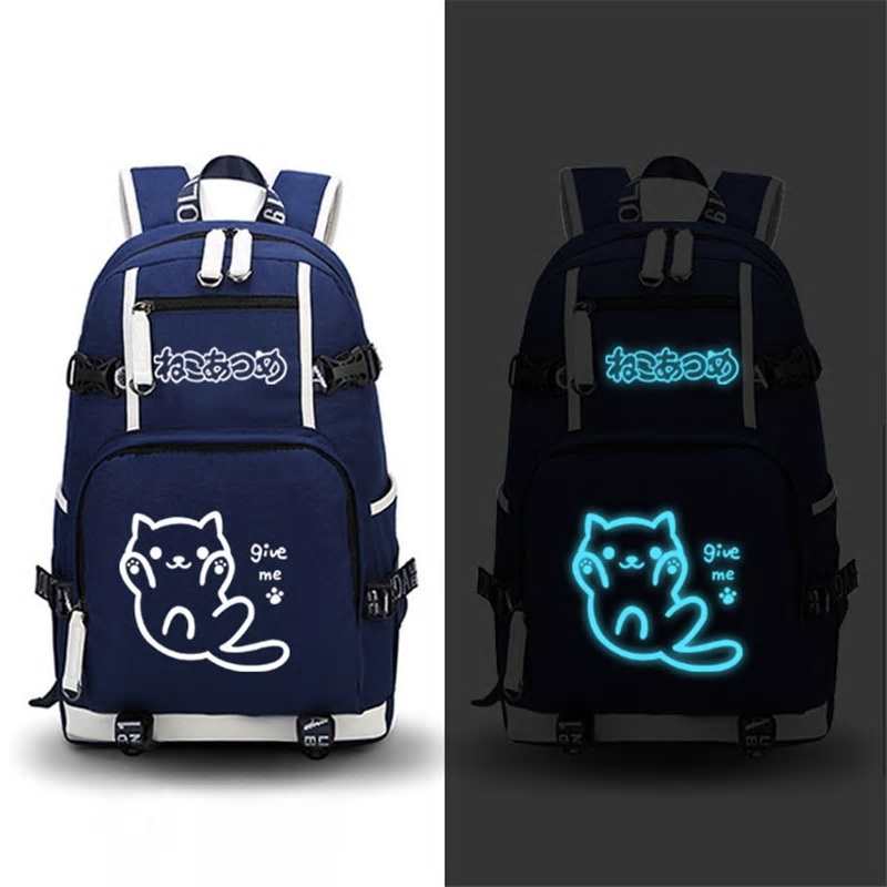 Anime Neko Atsume kobiety plecak plotno szkolne torby duzy plecak na laptopa Anime plecak podrozny Kawaii Cat Bookbag