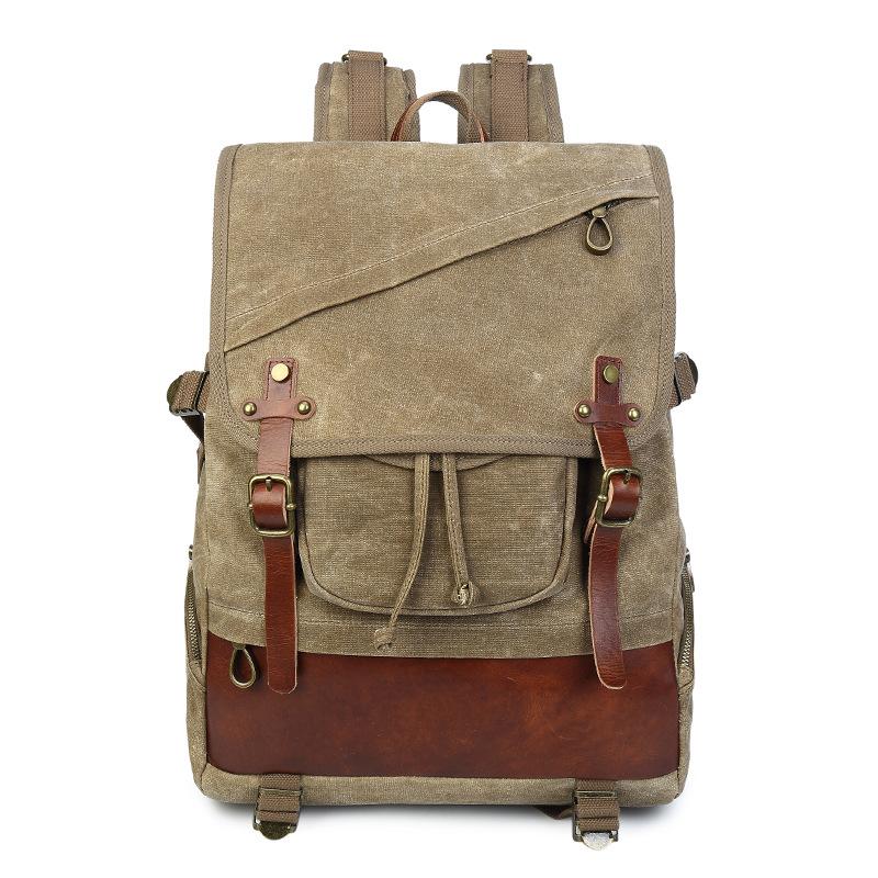 2020 New New Male Outdoor Travel Waterproof Canvas Backpack Student Large Capacity Retro Design School Book Bag