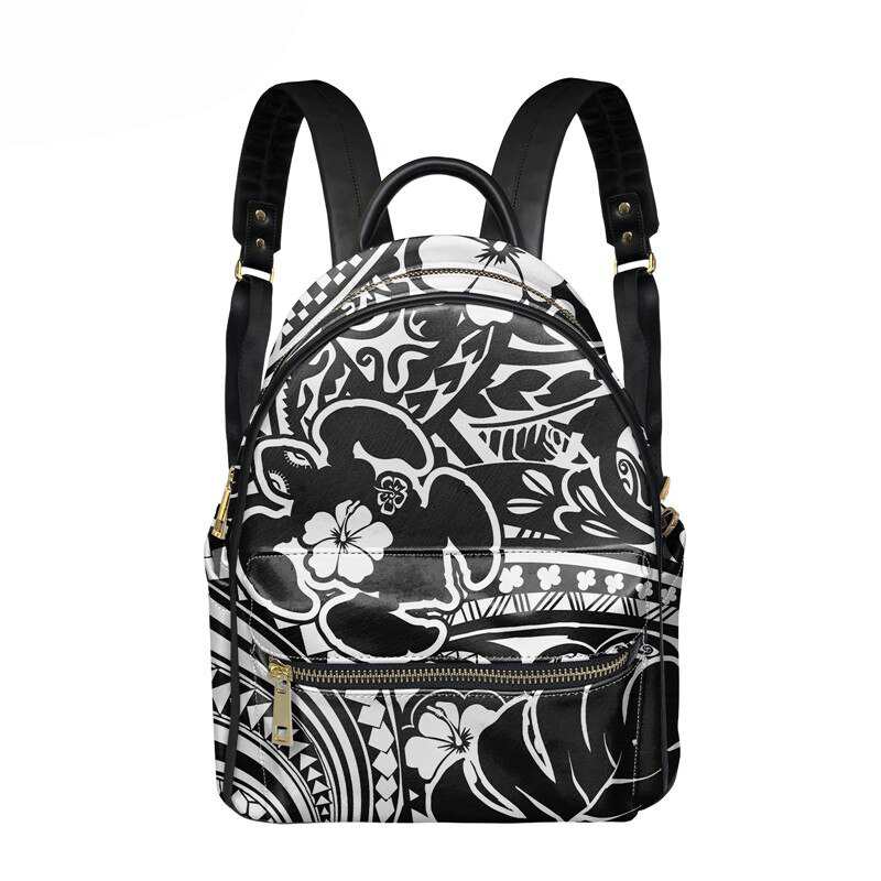 polinezyjski zolwiem morskim hibiskusa wzor plemienny kobiet Mini plecak z PU dziewczyny maly kampus tornister tornister Mochila