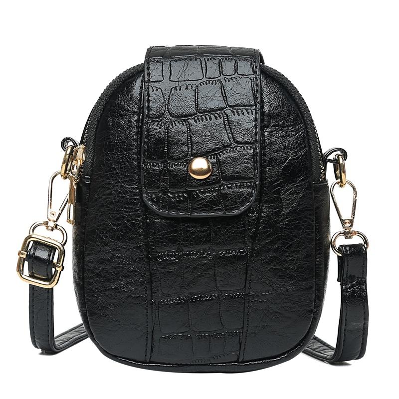 Ladies Messenger Bag PU Leather Crocodile Pattern Small Mobile Wallet Shoulder Bag Mini Backpack