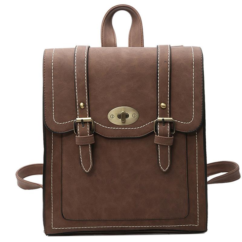 New Fashion Trend Pu Double Backpack Casual Large capacity Backpack Student Bag Female Backpack Cross border