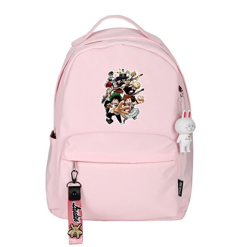 My Hero Academia Hot Anime Bookbag Kawaii School Bags Small WOMEN Backpack Nylon All Might Shoulder Bags Pink Travel Bagpack
