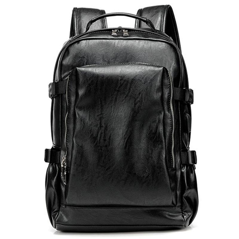 Casual Shoulder Bag Male Business Computer Backpack Pu Leather Retro Student Backpack