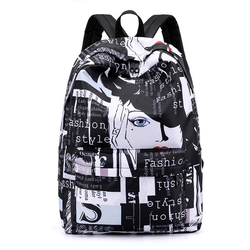 Graffiti Backpack Letter Printing Fashion Leisure Or Travel Bag for WOMEN Waterproof Oxford School Bag for Teenage Girls 2020