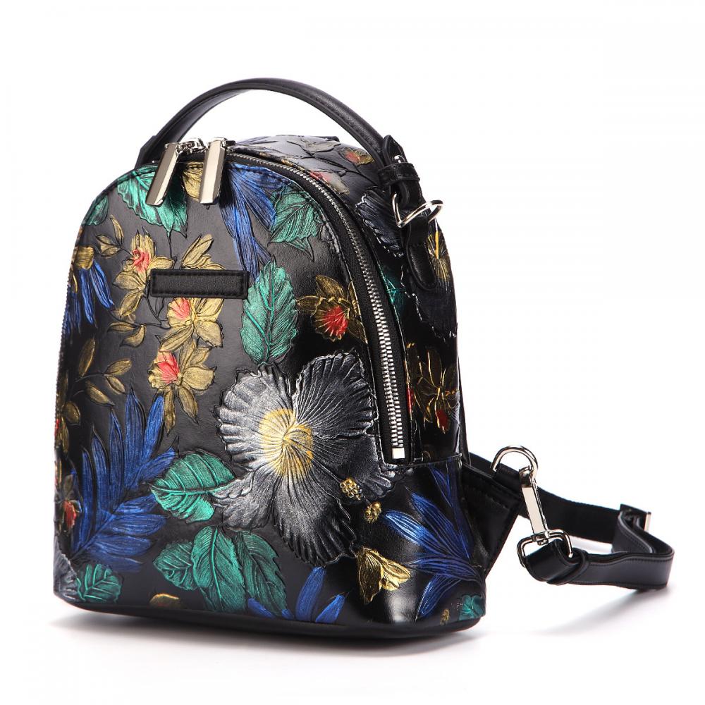 WOMEN Genuine Leather Backpack Rucksack Travel Bag Natural Skin Casual Single Shoulder Bags Embossed School Daypack Knapsack