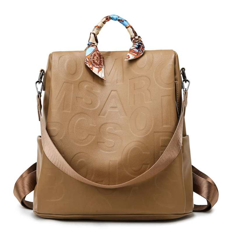 Damski plecak antykradziezowy wodoodporny PU skora kobieca torba na ramie o duzej pojemnosci dorywczo plecak podrozny Mochila z jedwabnym szalikiem