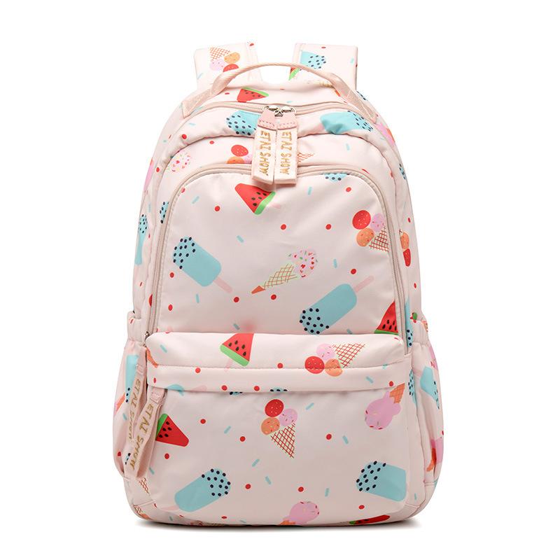 Ice Cream Print WOMEN Backpack Large Capacity Travel Backpack Waterproof Book Bookbag Fresh School Bags 15'6 Cun Laptop Rugzak