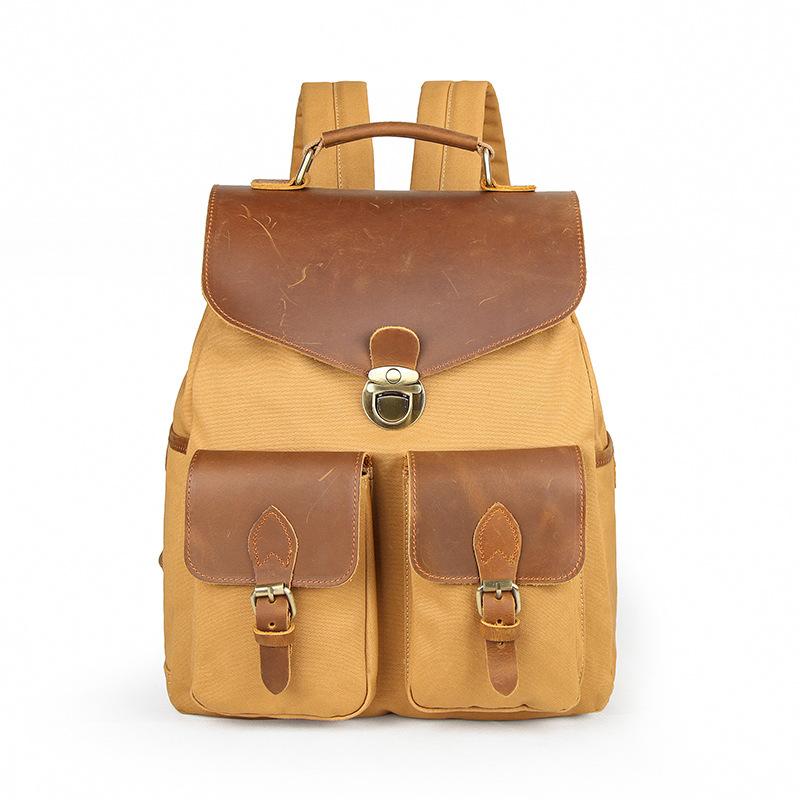 2020 New Men's Retro Design Backpack Casual Shoulder Canvas Outdoor Travel Bag Student Multi function Large capacity School Bag