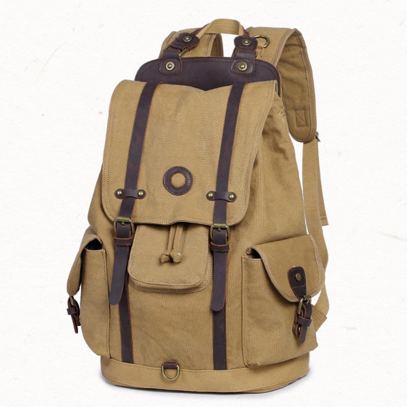 2020 New Male Retro Design Shoulder Canvas Backpack Outdoor Travel Sports Backpack Student Fashion Casual Multi function Bag