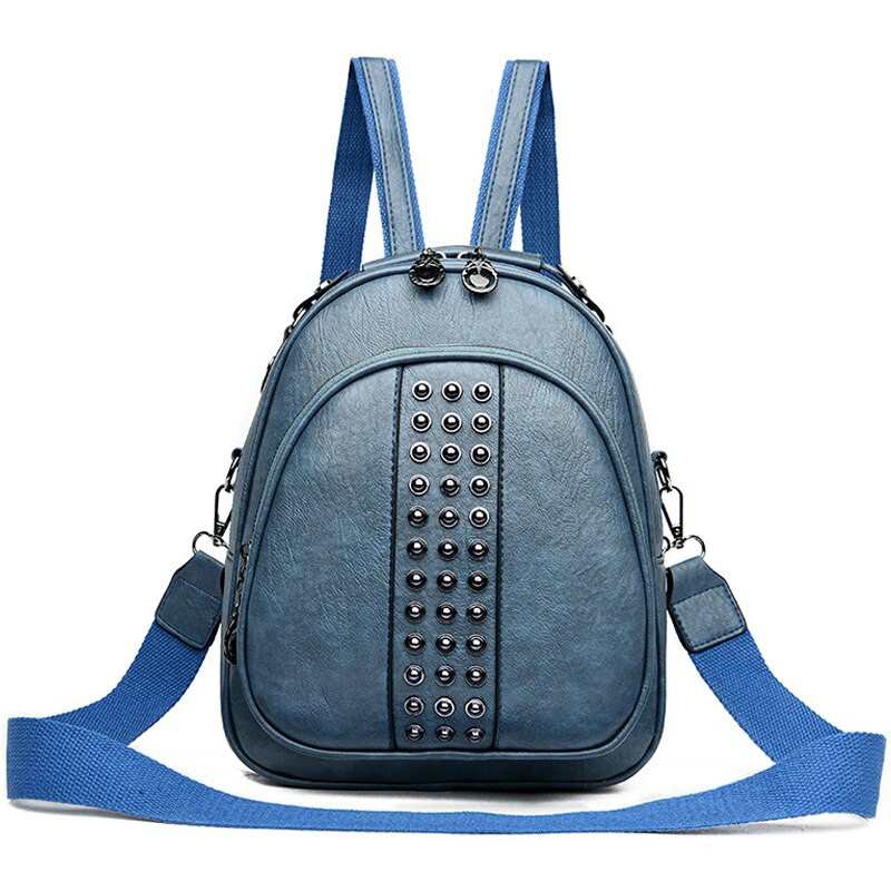 Nowy damski plecak z nitami o duzej pojemnosci wielofunkcyjny maly plecak damski torba na ramie Crossbody z miekkiej skory damski Mini Bolsa