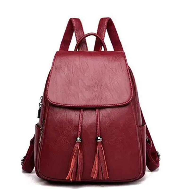 Yogodlns Vintage miekki PU skorzany plecak kobiety duza pojemnosc torba podrozna Tassel plecak uczen torba na suwak mamusia paczka