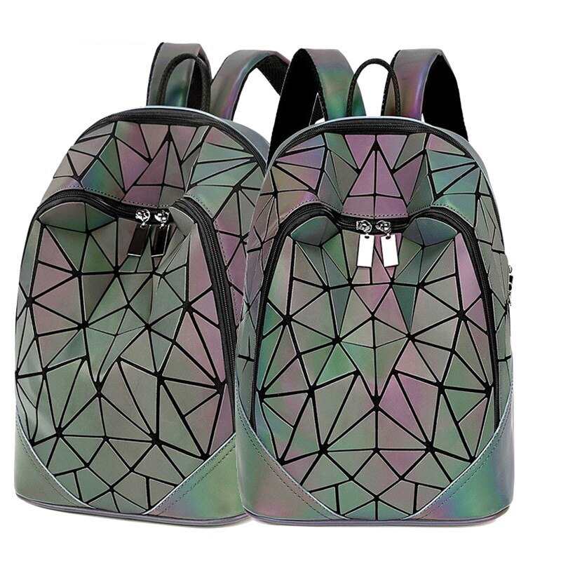 Laser Luminous nieregularny trojkat cekinowy plecak dla kobiet holograficzny plecak zenski plecak dla nastoletnich dziewczecy tornister