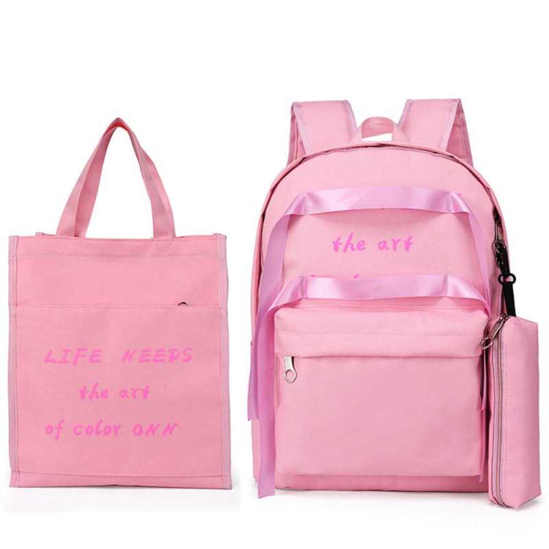 zestaw z plecakiem szkolnym kobiet plecak rozowy plotno tornister kobiet plecaki dla nastolatkow dziewczyny torba na ramie Mochila
