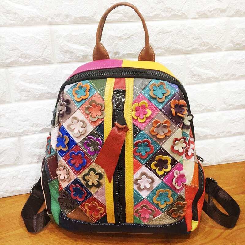 Vintage kompozycja z kwiatow Patchwork plecaki dla kobiet kolorowy styl duze szkolne torby na ramie kobieta dorywczo torba podrozna