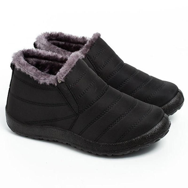 Women Shoes Warm Plush Fur Ankle Boots Women Winter Female Slip On Flat Casual Shoes Waterproof Footwear Women Snow Boots