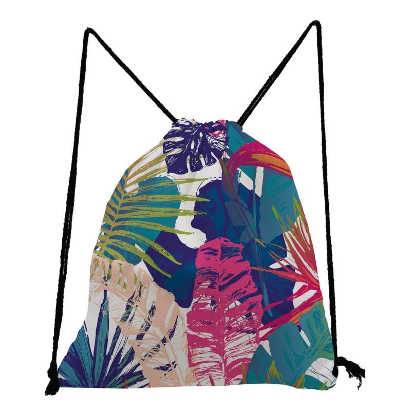Moda roslin drukowane plecak ze sznurkiem Mini dziecko szkolne torby kobiety silownia torba na silownie dziewczyna plywac torba do przechowywania podrozna przenosne Eco