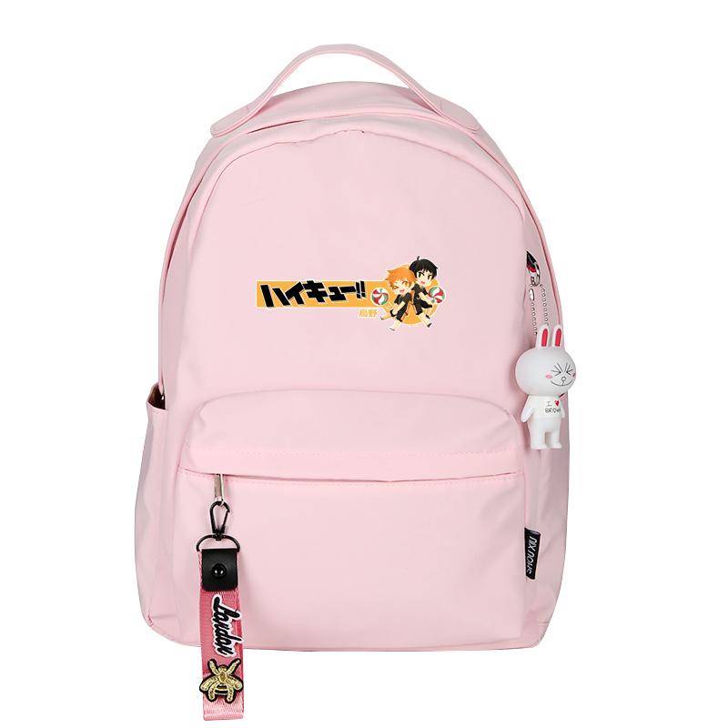 Anime Haikyuu Karasuno VBC WOMEN Backpack Kawaii Pink School Bags Nylon Bookbag Cartoon Travel Bagpack Small School Rugzak