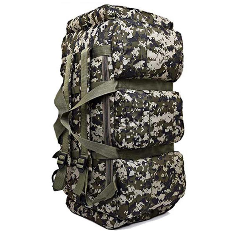 90L Large Capacity Outdoor Hiking Backpack Military Tactical Pack Camouflage Luggage Bag Camping Tent Quilt Container 9 Pocke