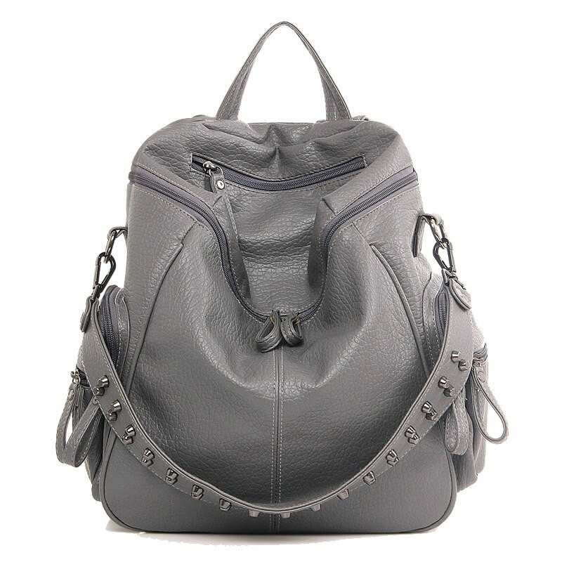 3 in 1 marka damski plecak wysokiej jakosci skorzane torby szkolne nit Moto styl kobiety plecaki Vintage miekkie pani torby na ramie