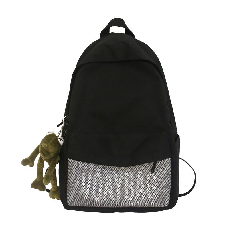 Reflective Stripes Backpack Letters School Bags for Teenage Girls With Doll Waterproof Nylon Backpack 2020 New Black Backpacks