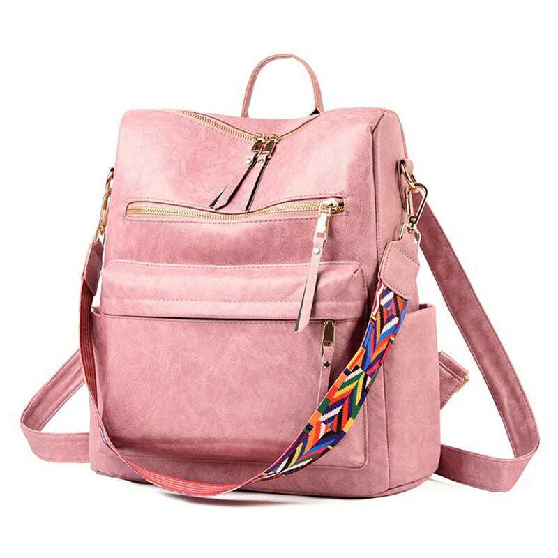 Moda damska skorzany plecak 2021 miekki PU skorzany plecak mlodziezowy College wodoodporne torby szkolne torba podrozna o duzej pojemnosci