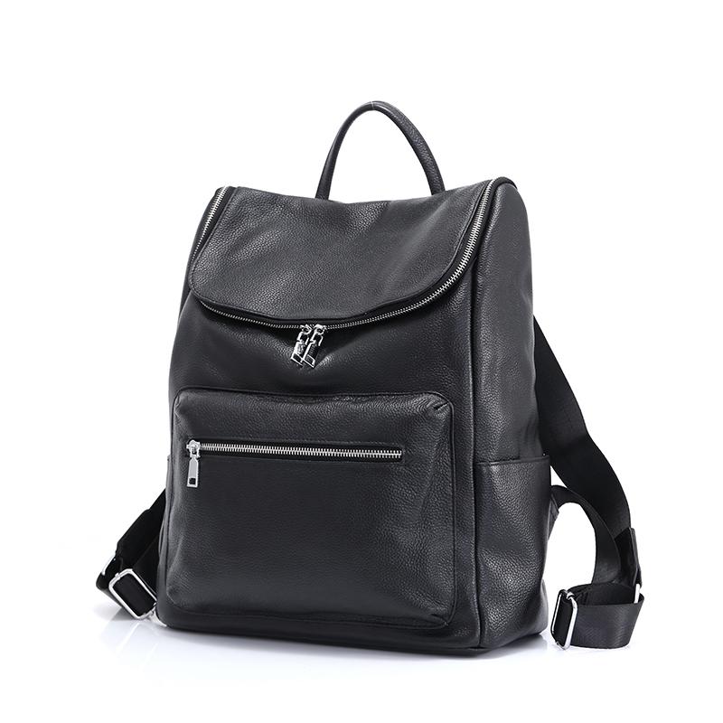 Multifunctional Large Capacity School Backpack For Girls Genuine Leather Young Travel Bags Casual Solid Zipper Rucksack WOMEN